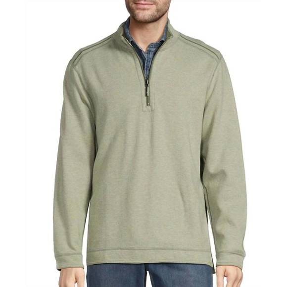 NEW TOMMY BAHAMA flipfield half zip jacket in green